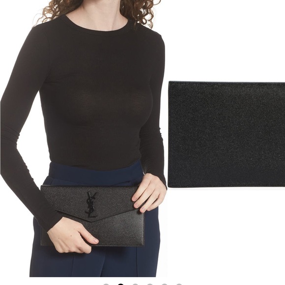 Saint Laurent NIB Medium Uptown Pebbled Leather pouch - Picture 2 of 14